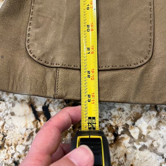 CAbi Metallic Gold Leather Blazer Jacket - SIZE 8 - Picture 9 of 11